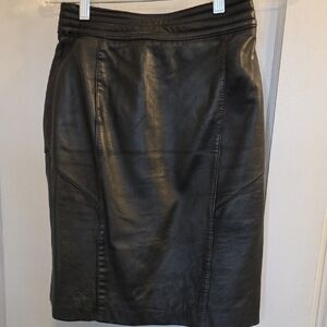 Nordstrom Black Leather Pencil Skirt S